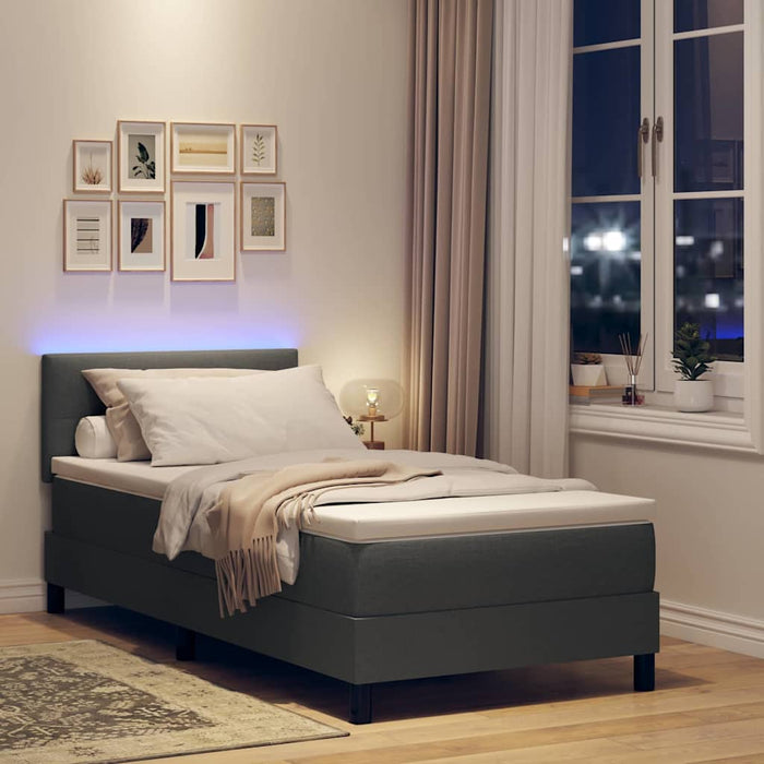 Pat cu arcuri cu benzi LED Gri închis 100 x 200 cm țesătură WALTI