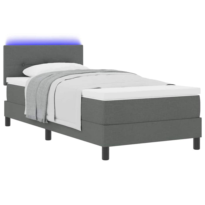 Pat cu arcuri cu benzi LED Gri închis 100 x 200 cm țesătură WALTI