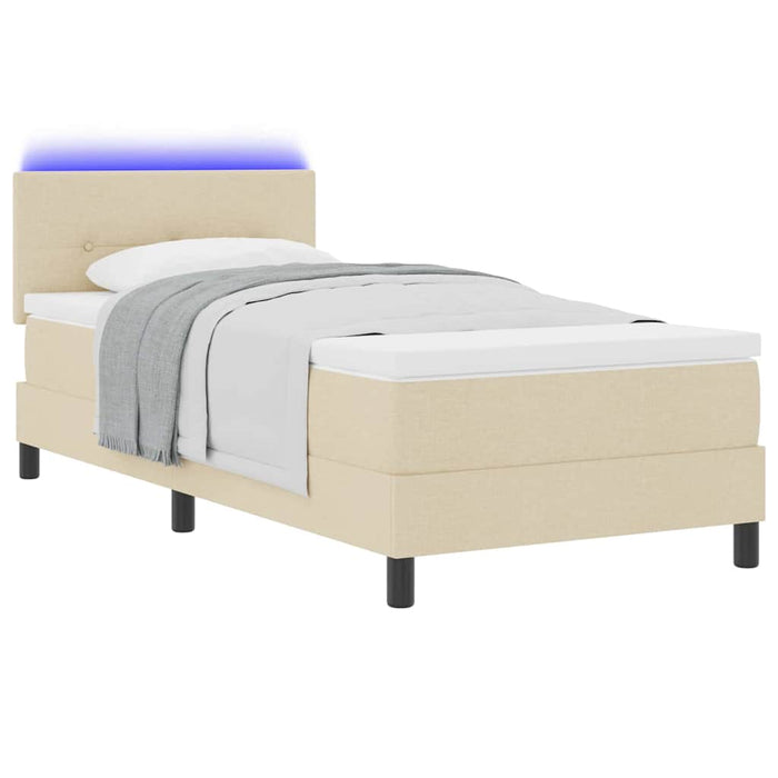 Pat cu arcuri cu benzi LED Crem 100 x 200 cm țesătură WALTI
