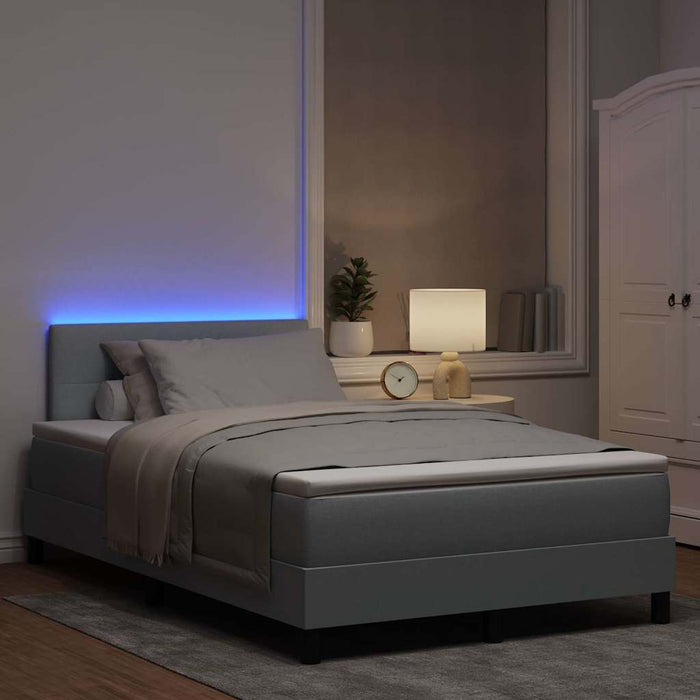 Pat cu arcuri cu benzi LED Gri deschis 120 x 190 cm țesătură - WALTI WALTI
