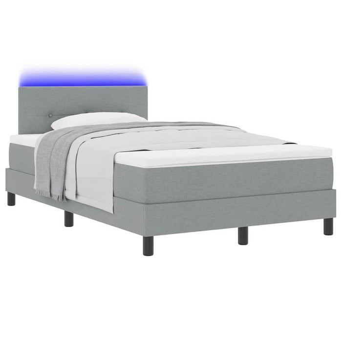 Pat cu arcuri cu benzi LED Gri deschis 120 x 190 cm țesătură - WALTI WALTI