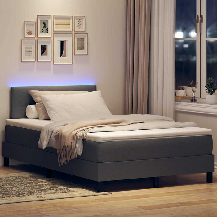 Pat cu arcuri cu benzi LED Gri închis 120 x 190 cm țesătură WALTI