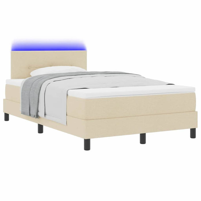 Pat cu arcuri cu benzi LED Crem 120 x 190 cm țesătură WALTI