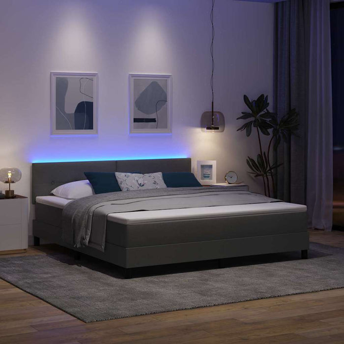Pat cu arcuri cu benzi LED Gri închis 180 x 200 cm țesătură WALTI