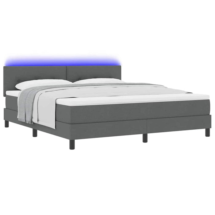 Pat cu arcuri cu benzi LED Gri închis 180 x 200 cm țesătură WALTI
