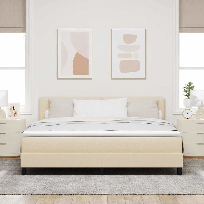 Pat cu arcuri cu saltea cu headboard Crem 180 x 200 cm țesătură - WALTI WALTI