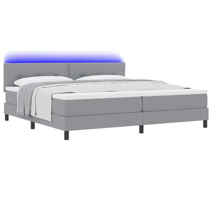 Pat cu arcuri cu benzi LED Gri deschis 200 x 200 cm țesătură WALTI