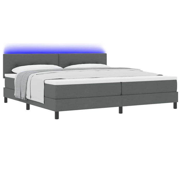 Pat cu arcuri cu benzi LED Gri închis 200 x 200 cm țesătură - WALTI WALTI