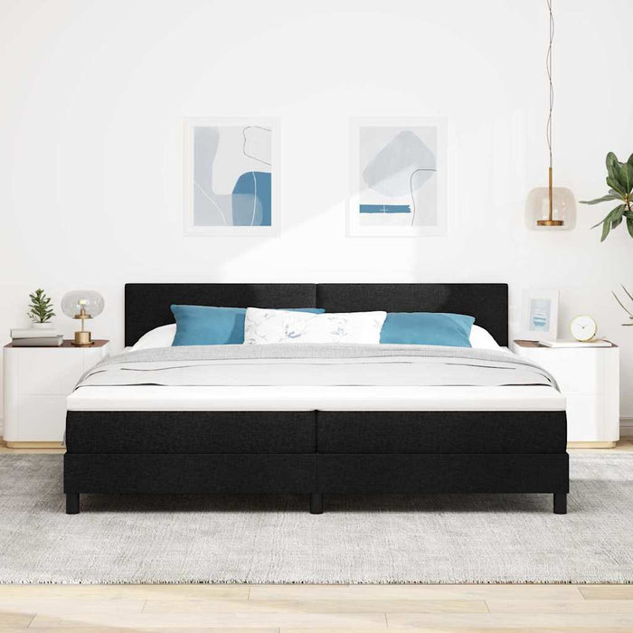 Pat cu arcuri cu benzi LED Negru 200 x 200 cm țesătură WALTI