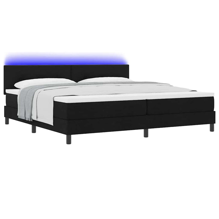Pat cu arcuri cu benzi LED Negru 200 x 200 cm țesătură WALTI