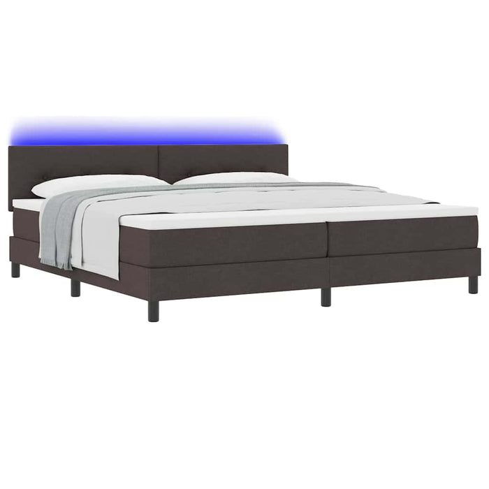 Pat cu arcuri cu benzi LED Maro închis 200 x 200 cm țesătură - WALTI WALTI