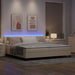 Pat cu arcuri cu saltea cu headboard Crem 200 x 200 cm țesătură - WALTI WALTI