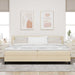 Pat cu arcuri cu saltea cu headboard Crem 200 x 200 cm țesătură - WALTI WALTI