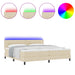 Pat cu arcuri cu saltea cu headboard Crem 200 x 200 cm țesătură - WALTI WALTI