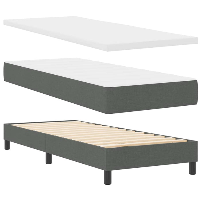Pat cu arcuri cu saltea cu led Gri închis 80 x 200 cm țesătură - WALTI WALTI
