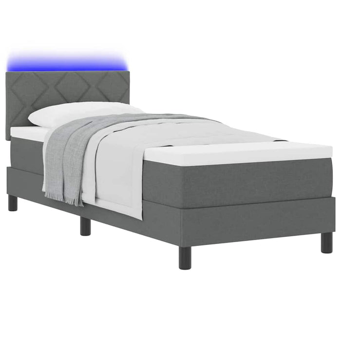 Pat cu arcuri cu saltea cu led Gri închis 80 x 200 cm țesătură - WALTI WALTI