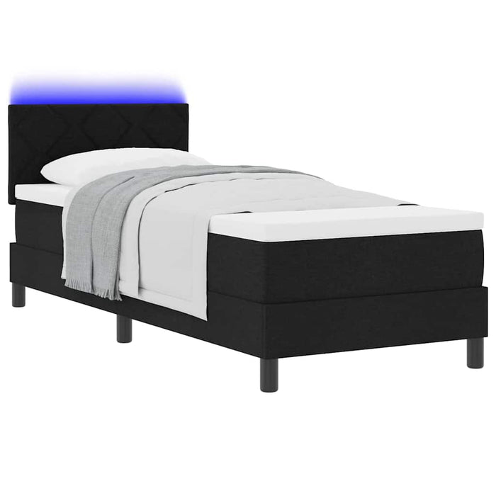 Pat cu arcuri cu saltea cu led Negru 80 x 200 cm țesătură - WALTI WALTI