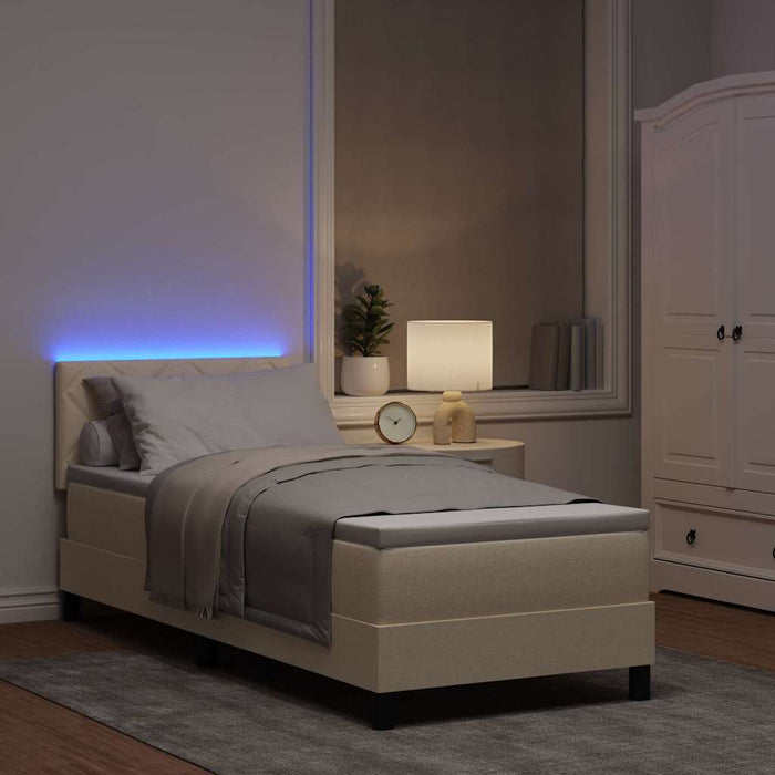 Pat cu arcuri cu saltea cu headboard Crem 80 x 200 cm țesătură - WALTI WALTI