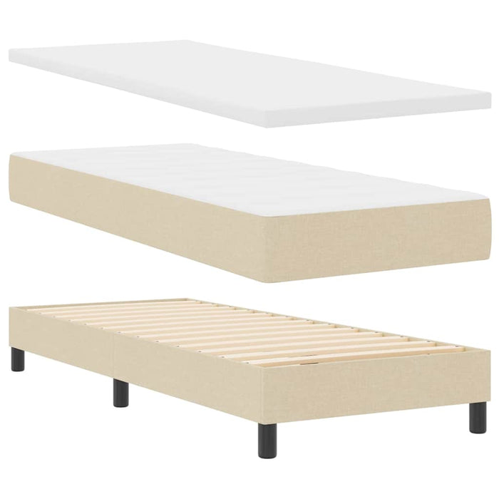 Pat cu arcuri cu saltea cu headboard Crem 80 x 200 cm țesătură - WALTI WALTI
