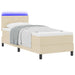 Pat cu arcuri cu saltea cu headboard Crem 80 x 200 cm țesătură - WALTI WALTI