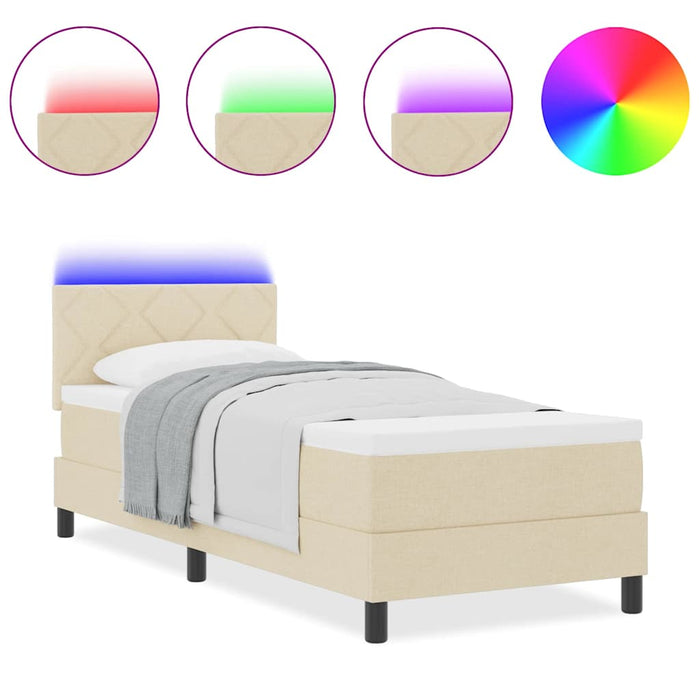 Pat cu arcuri cu saltea cu headboard Crem 80 x 200 cm țesătură - WALTI WALTI