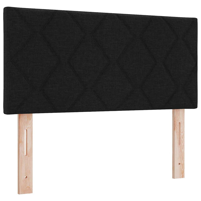 Pat cu arcuri cu saltea cu headboard Negru 90 x 190 cm țesătură - WALTI WALTI