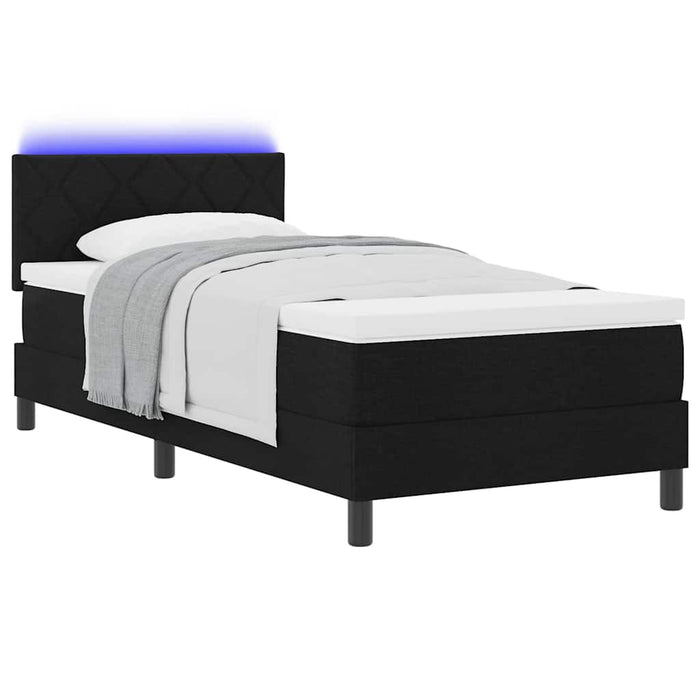 Pat cu arcuri cu saltea cu headboard Negru 90 x 190 cm țesătură - WALTI WALTI