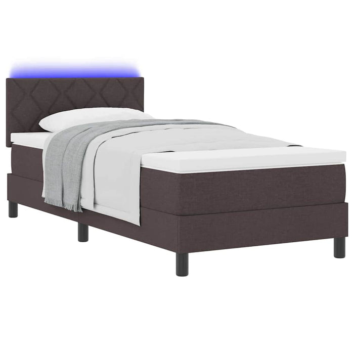Pat cu arcuri cu saltea Maro închis 90 x 190 cm țesătură - WALTI WALTI