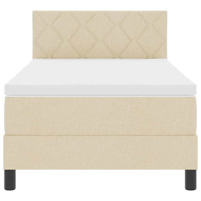 Pat cu arcuri cu saltea cu headboard Crem 90 x 200 cm țesătură - WALTI WALTI