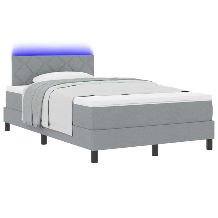 Pat cu arcuri cu benzi LED Gri deschis 120 x 190 cm țesătură WALTI