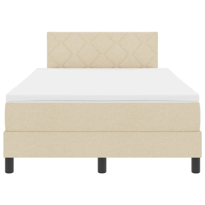 Pat cu arcuri cu saltea cu headboard Crem 120 x 190 cm țesătură - WALTI WALTI