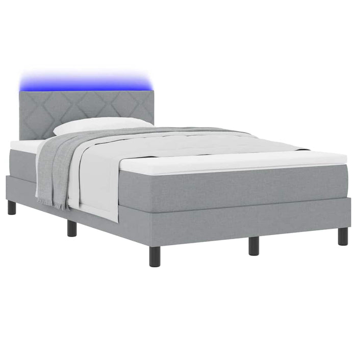 Pat cu arcuri cu benzi LED Gri deschis 120 x 200 cm țesătură WALTI