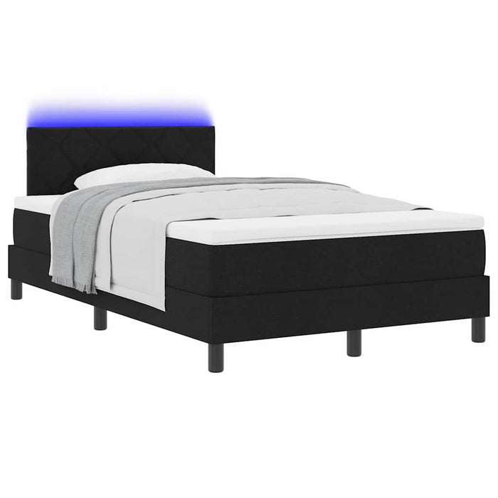 Pat cu arcuri cu saltea cu led Negru 120 x 200 cm țesătură - WALTI WALTI