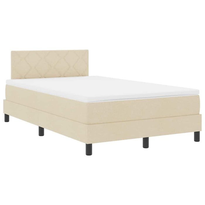 Pat cu arcuri cu saltea cu headboard Crem 120 x 200 cm țesătură - WALTI WALTI