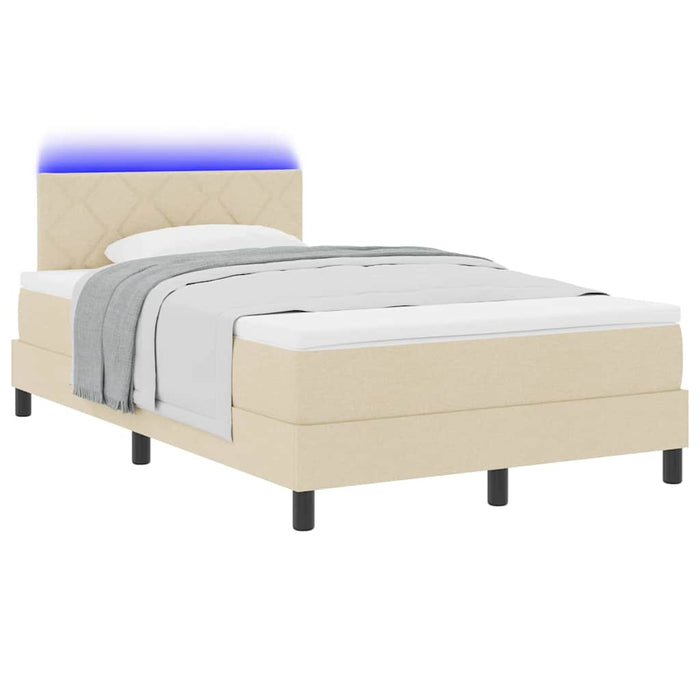 Pat cu arcuri cu saltea cu headboard Crem 120 x 200 cm țesătură - WALTI WALTI