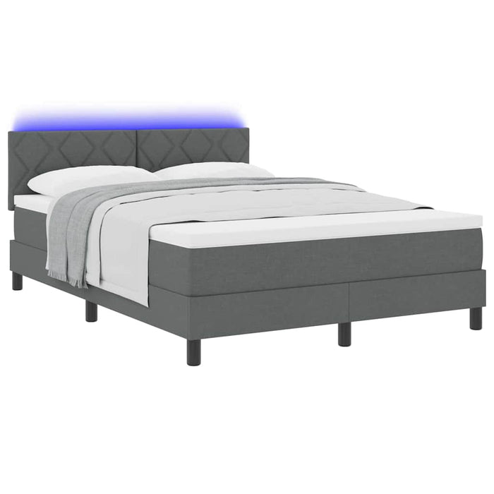 Pat cu arcuri cu benzi LED Gri închis 140 x 190 cm țesătură - WALTI WALTI