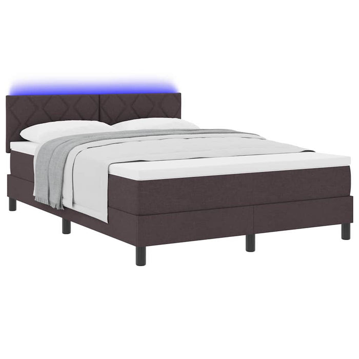 Pat cu arcuri cu benzi LED Maro închis 140 x 190 cm țesătură WALTI