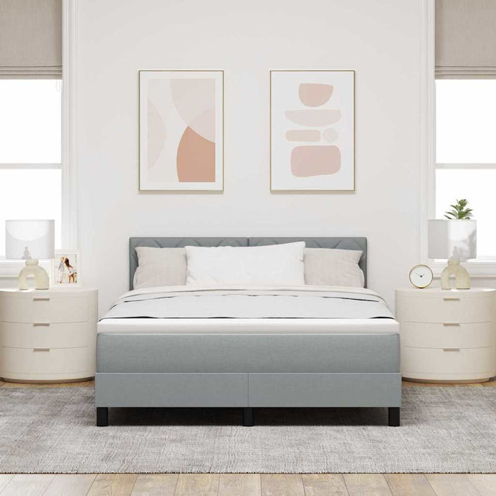 Pat cu arcuri cu saltea Gri deschis 140 x 200 cm țesătură WALTI