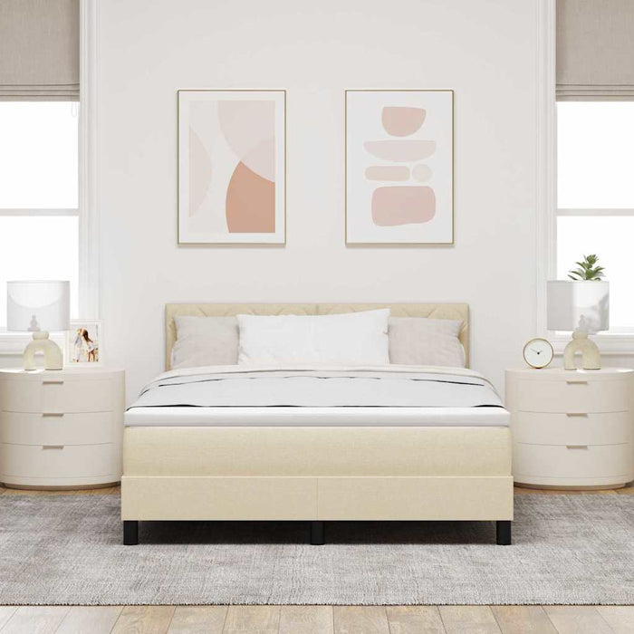Pat cu arcuri cu pernă cu benzi LED Crem 160 x 200 cm țesătură WALTI