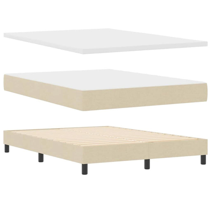Pat cu arcuri cu pernă cu benzi LED Crem 160 x 200 cm țesătură WALTI