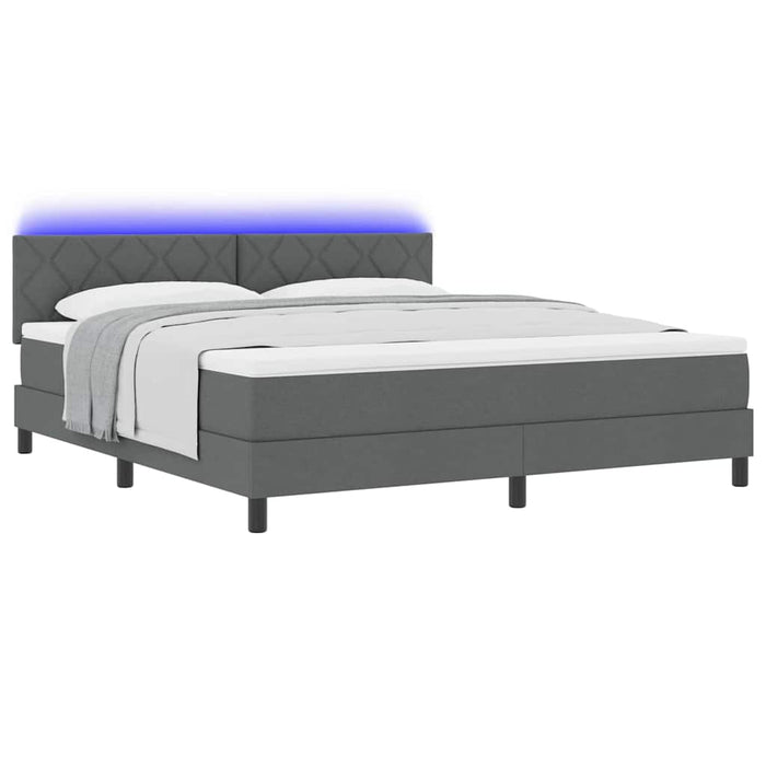 Pat cu arcuri cu benzi LED Gri închis 180 x 200 cm țesătură - WALTI WALTI