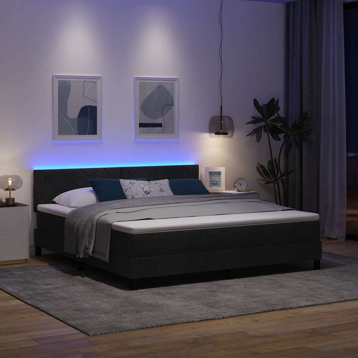 Pat cu arcuri cu benzi LED Negru 180 x 200 cm țesătură - WALTI WALTI