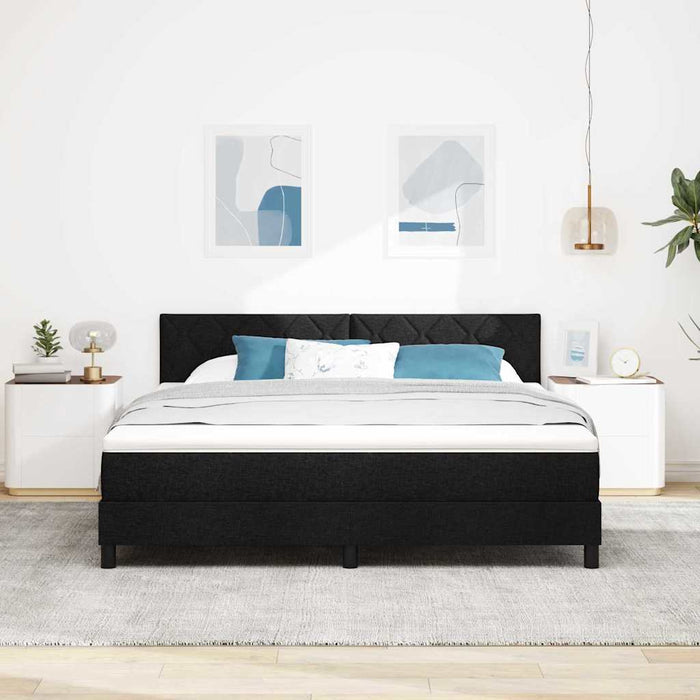 Pat cu arcuri cu benzi LED Negru 180 x 200 cm țesătură - WALTI WALTI