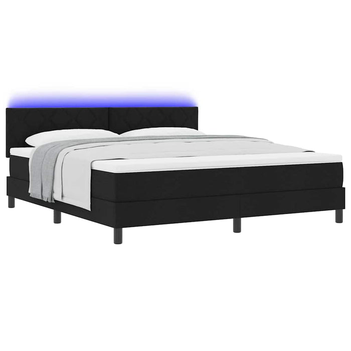 Pat cu arcuri cu benzi LED Negru 180 x 200 cm țesătură - WALTI WALTI