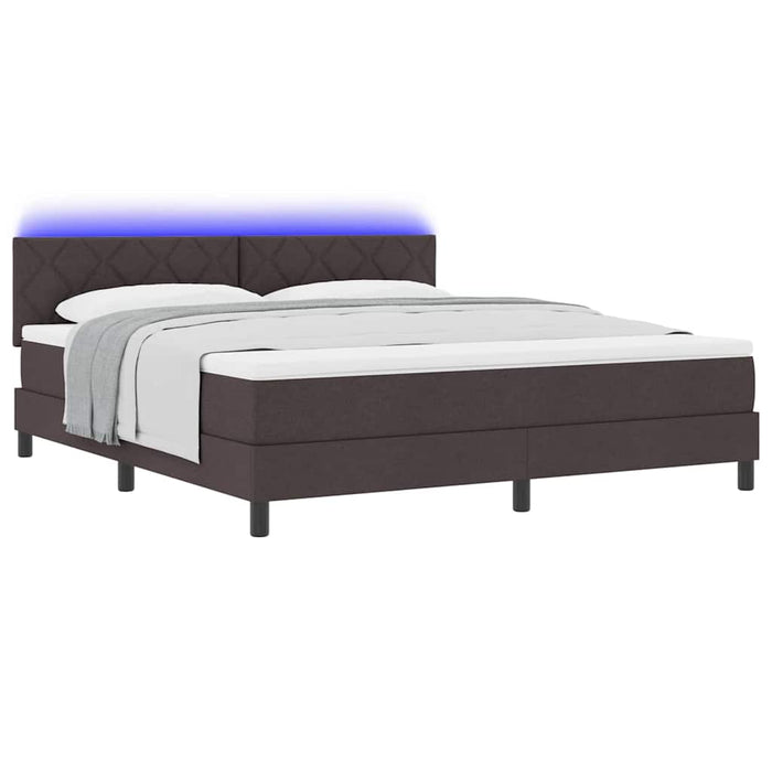 Pat cu arcuri cu benzi LED Maro închis 180 x 200 cm țesătură - WALTI WALTI