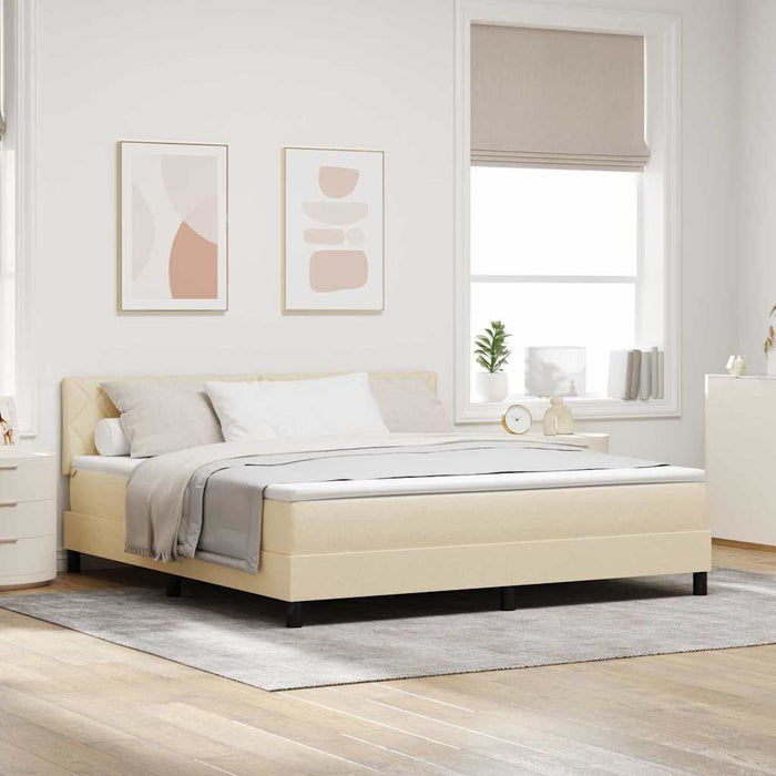 Pat cu arcuri cu benzi LED Crem 180 x 200 cm țesătură WALTI