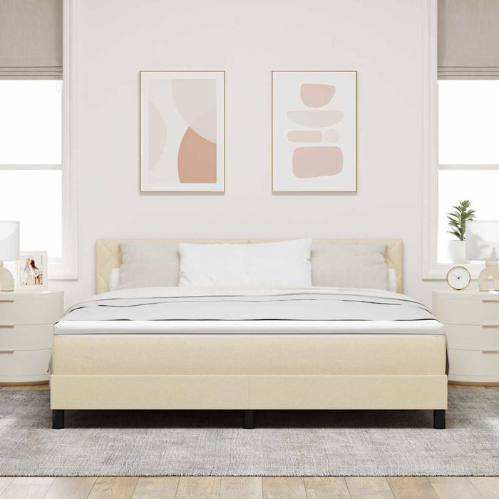 Pat cu arcuri cu benzi LED Crem 180 x 200 cm țesătură WALTI
