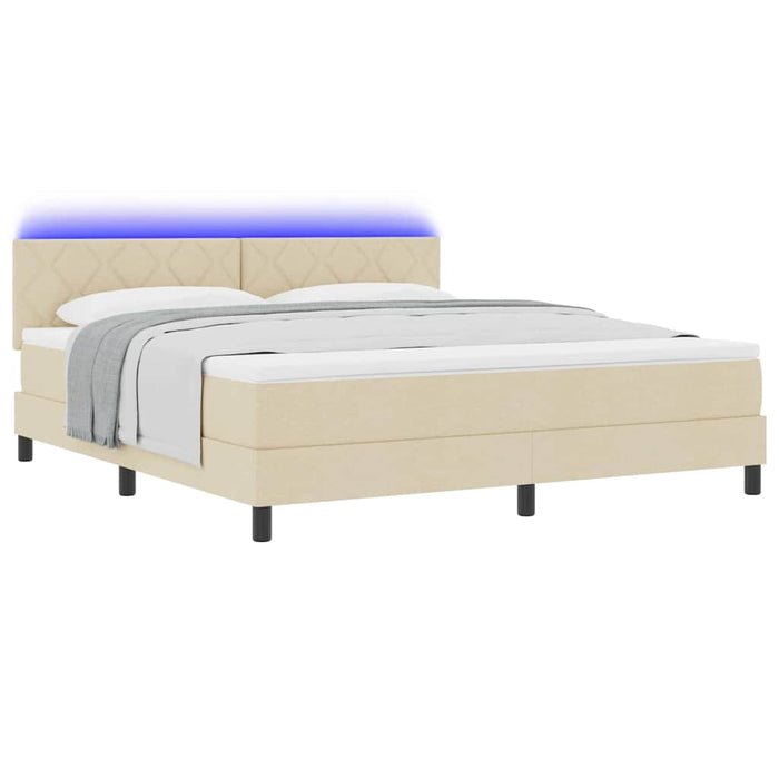 Pat cu arcuri cu benzi LED Crem 180 x 200 cm țesătură WALTI