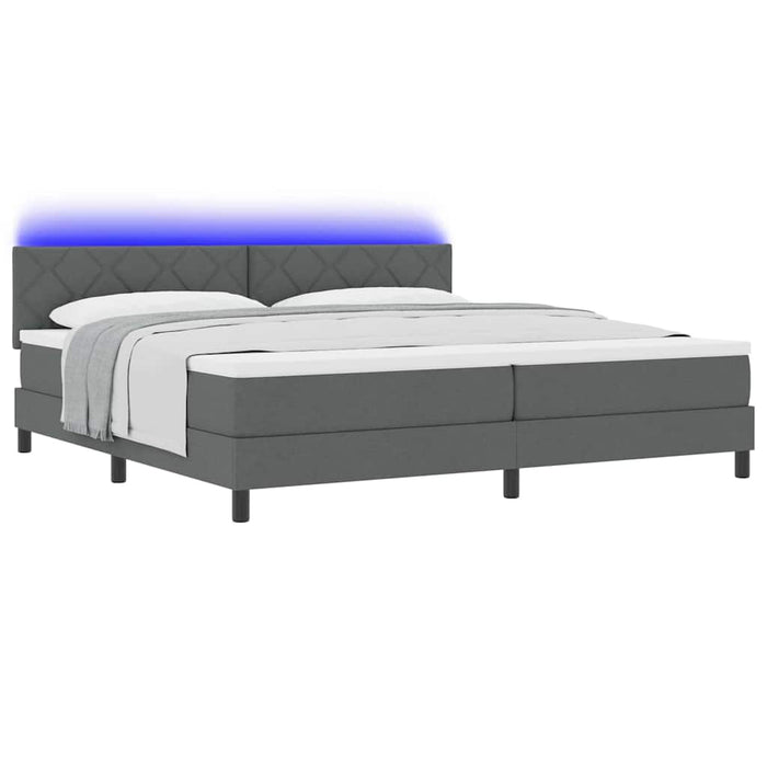 Pat cu arcuri cu benzi LED Gri închis 200 x 200 cm țesătură WALTI