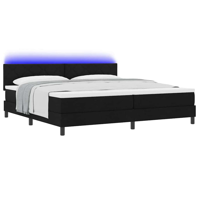 Pat cu arcuri cu saltea cu led Negru 200 x 200 cm țesătură - WALTI WALTI